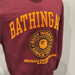 Bape Maroon and Orange Bathing Ape Sweatshirt